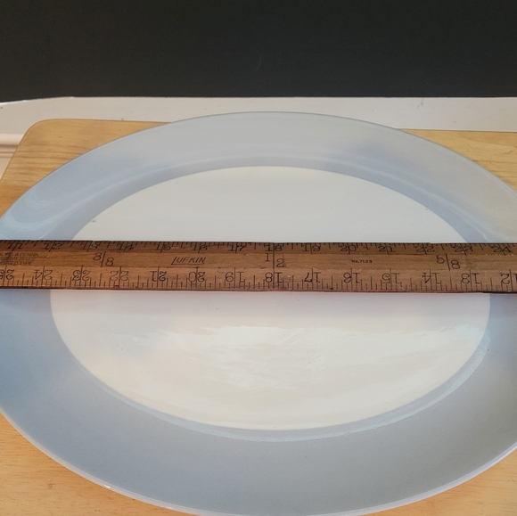 Set of Two Eclectic Ceramic  Serving Platters Steel Gray & Bisque - Picture 14 of 15